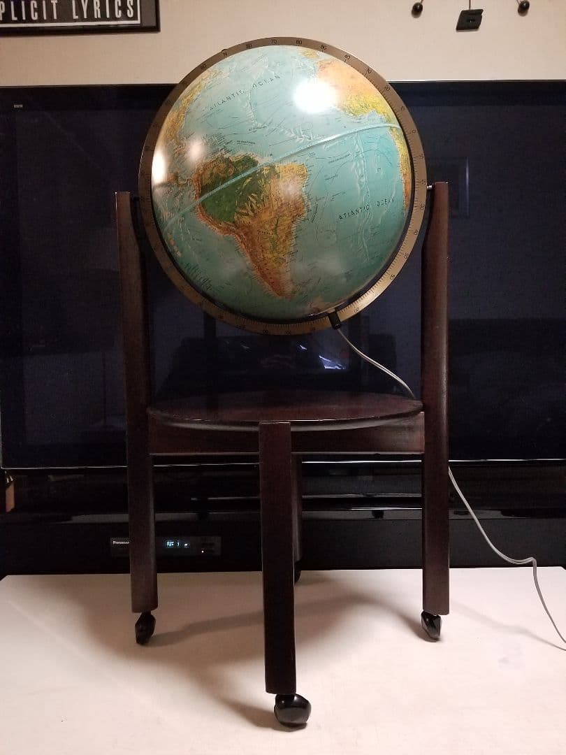 レア　北欧　デンマーク製　スキャングローブ社　木製　地球儀　ウッド　ランプ
