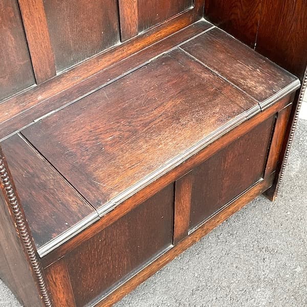 イギリスアンティーク　ホールスタンド　ベンチ・ミラー付き　玄関用ハンガー