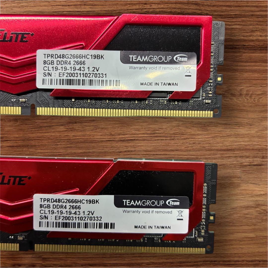 複数動作確認TEAM DDR4 2666MHz PC4-21300(8GBx2)