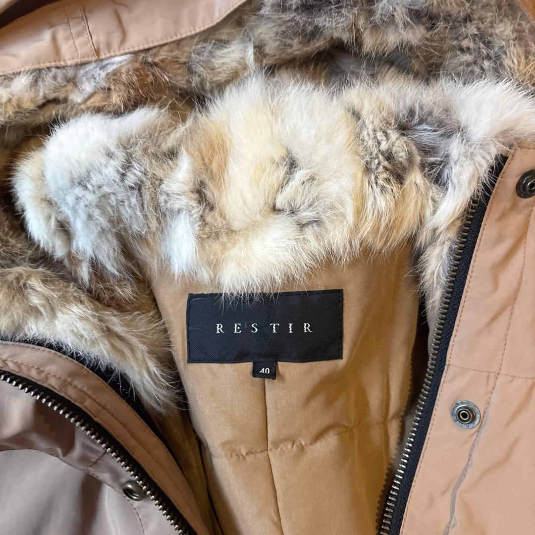 RESTIR ベージュ モッズコート ファー付き