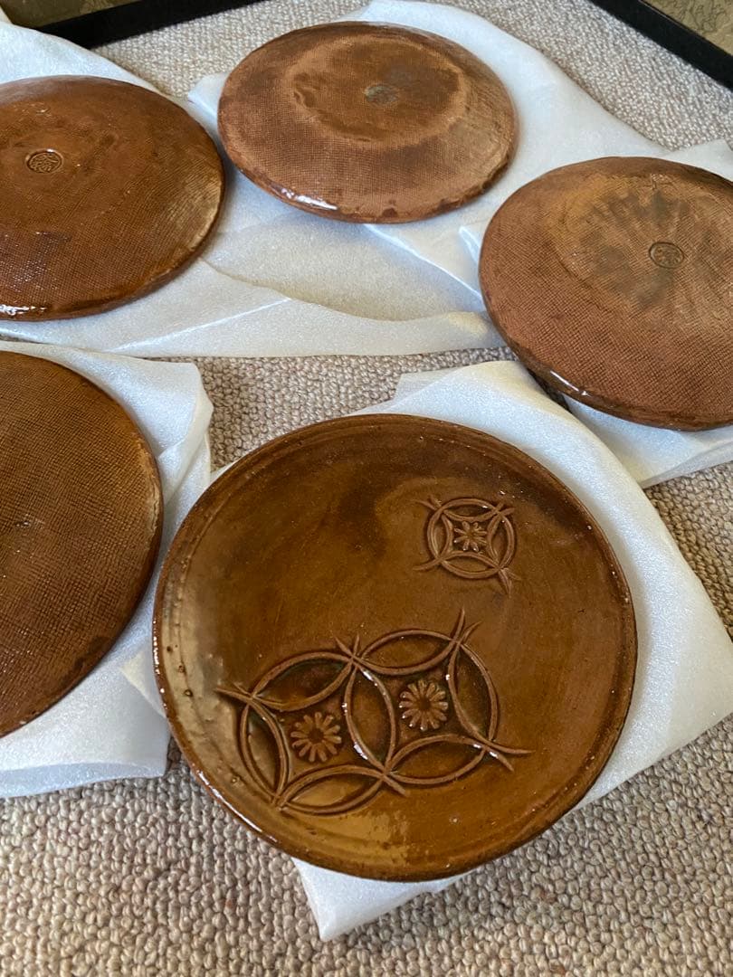 大樋焼 銘々皿　五枚　滴翠窯