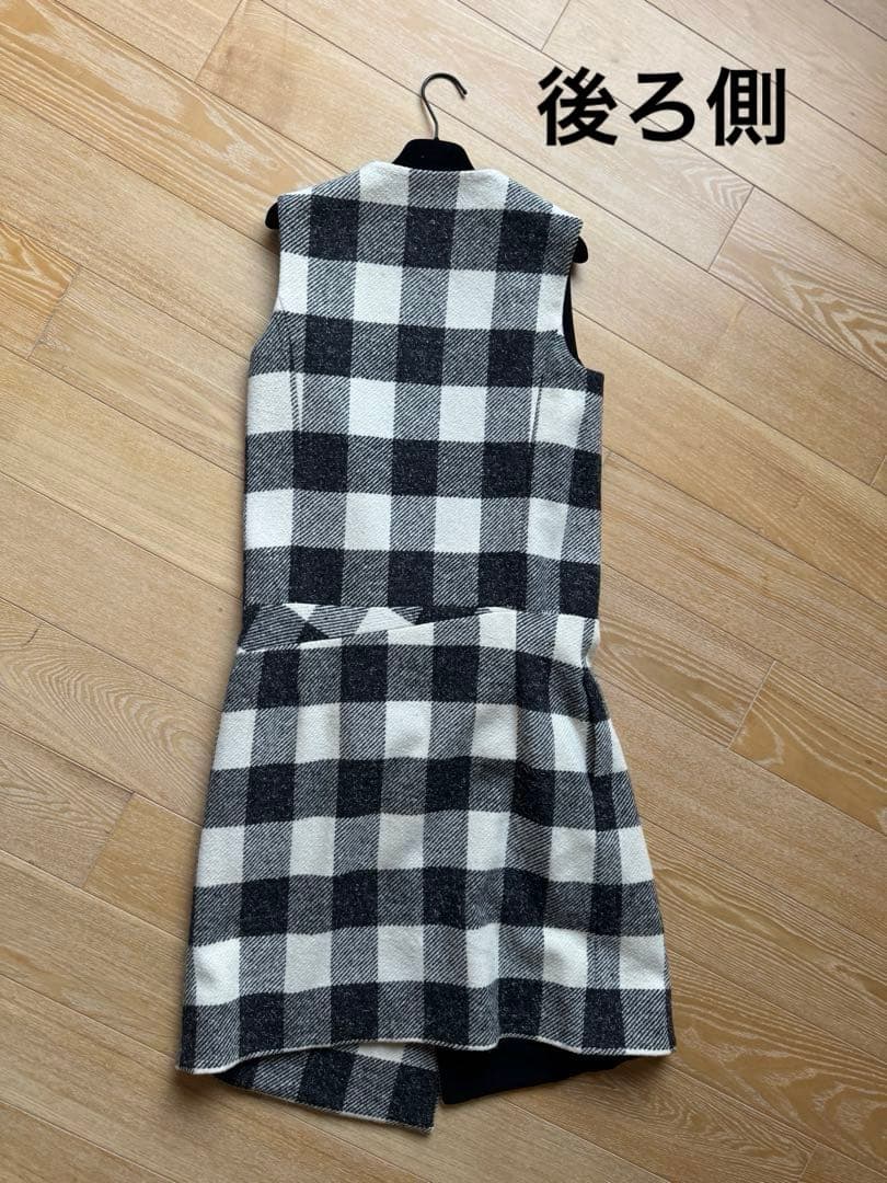 BALENCIAGA バレンシアガ チェック柄 ノースリーブ ひざ丈ワンピ 36