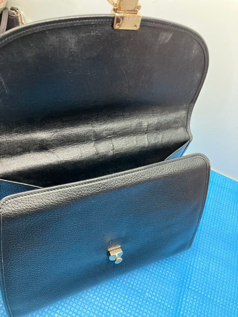 E04）BURBERRYS バーバリー レザー フォーマル ハンドバッグ 黒