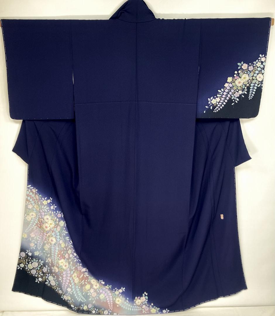 未使用 翠山工房 辻が花 絞り やまと 辻ヶ花 袷 訪問着 紫 黒 紫紺1388