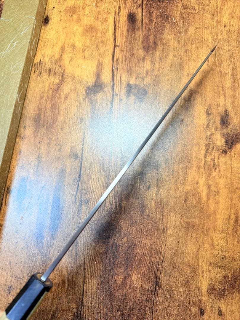 【堺打刃物】刺身 切付　包丁　白ニ鋼　尺一　水牛八角柄