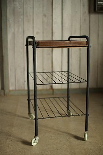 古い鉄と古材のキッチンラック　食器棚　オープンラック　古家具　古道具