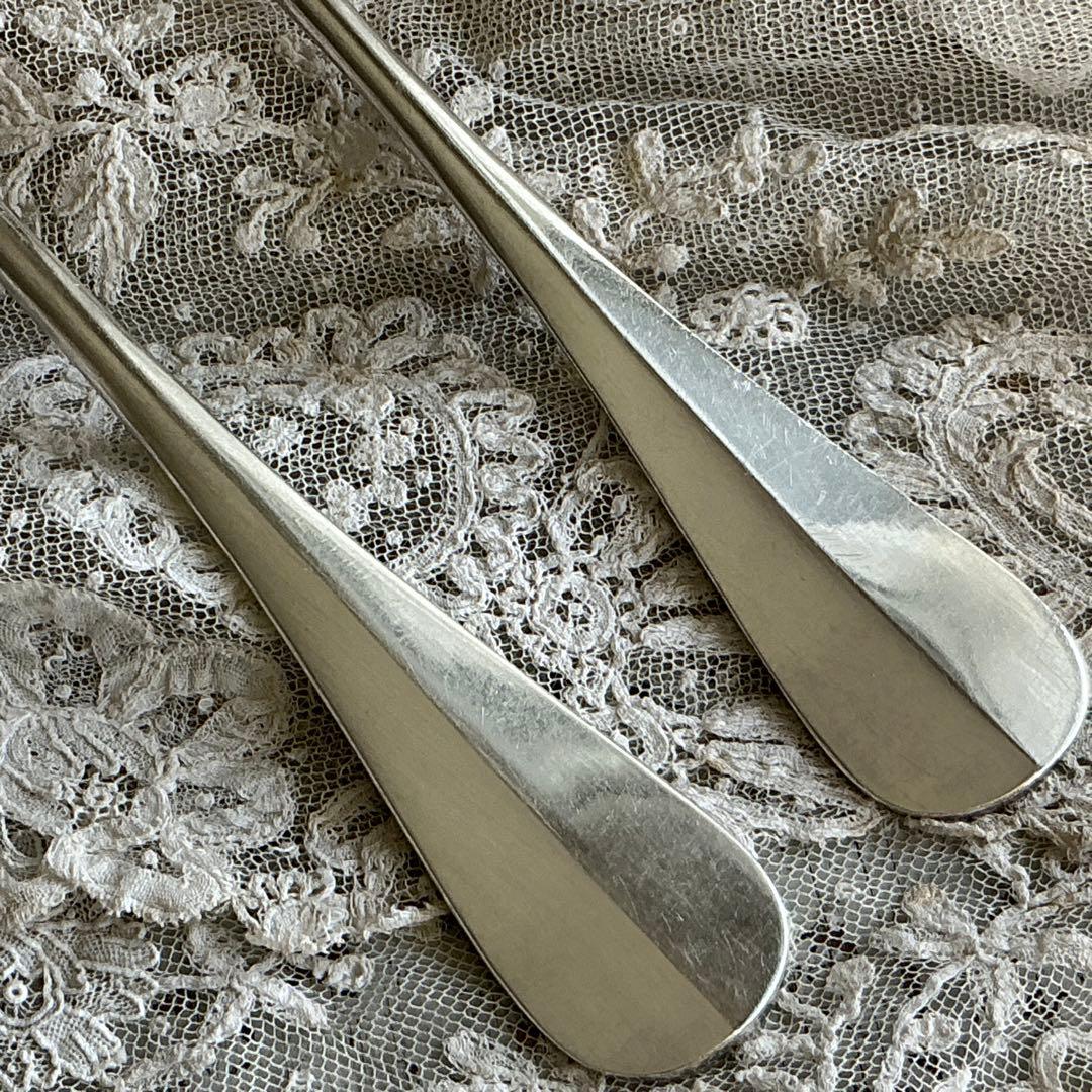 【D-１】フランスアンティーク　すずらん　スプーン＆フォーク　1組　モノグラム