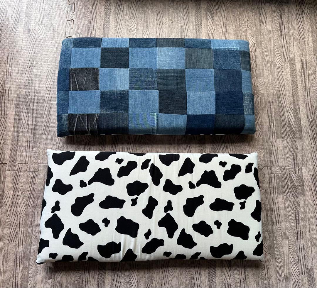 クッション　カートなどに〜　① デニムパッチワーク