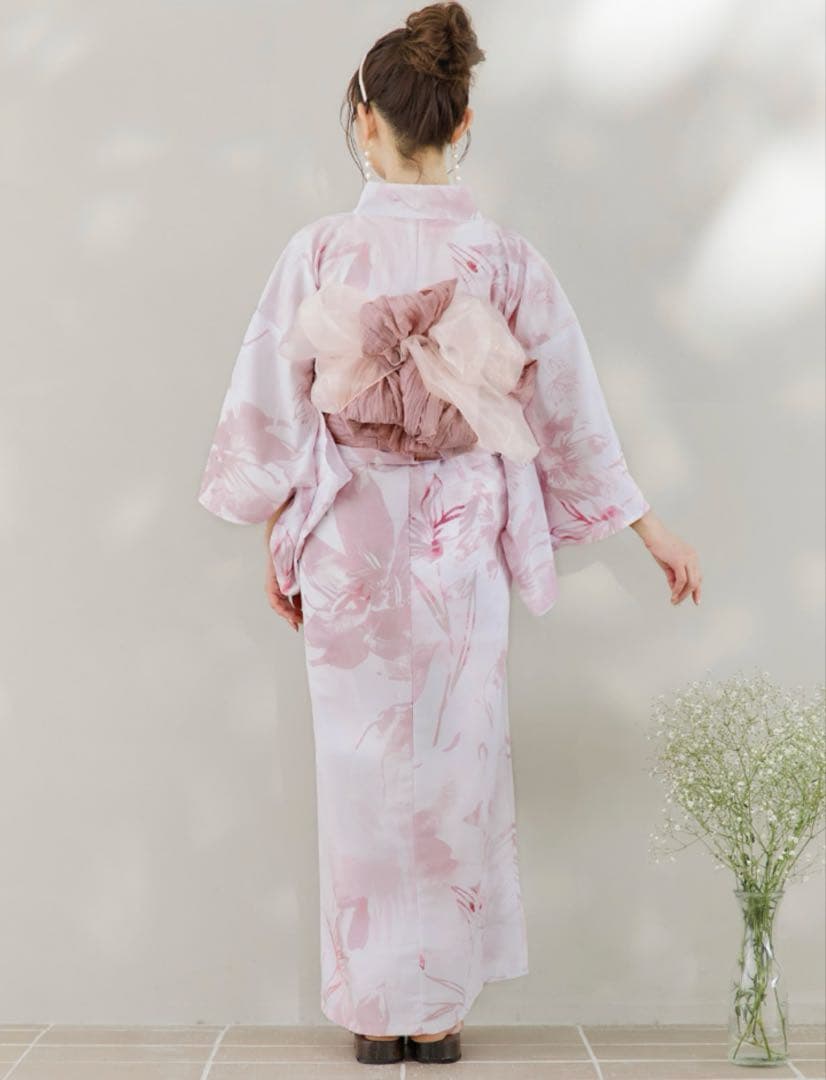 sugar nine ニュアンスピンクフラワー浴衣 浴衣3点セット