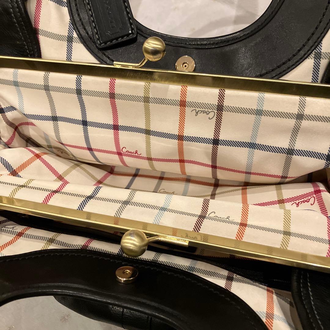 美品　COACH 黒 レザー ワンショルダーバッグ 半月　ストラップ付　保存袋