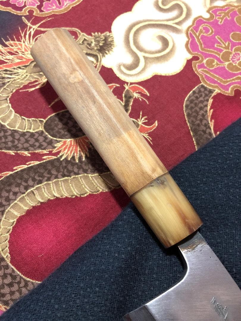 【研ぎ済み】青鋼・本鍛錬・水牛口　菊重　出刃包丁　和包丁　ナイフ　料理　釣り