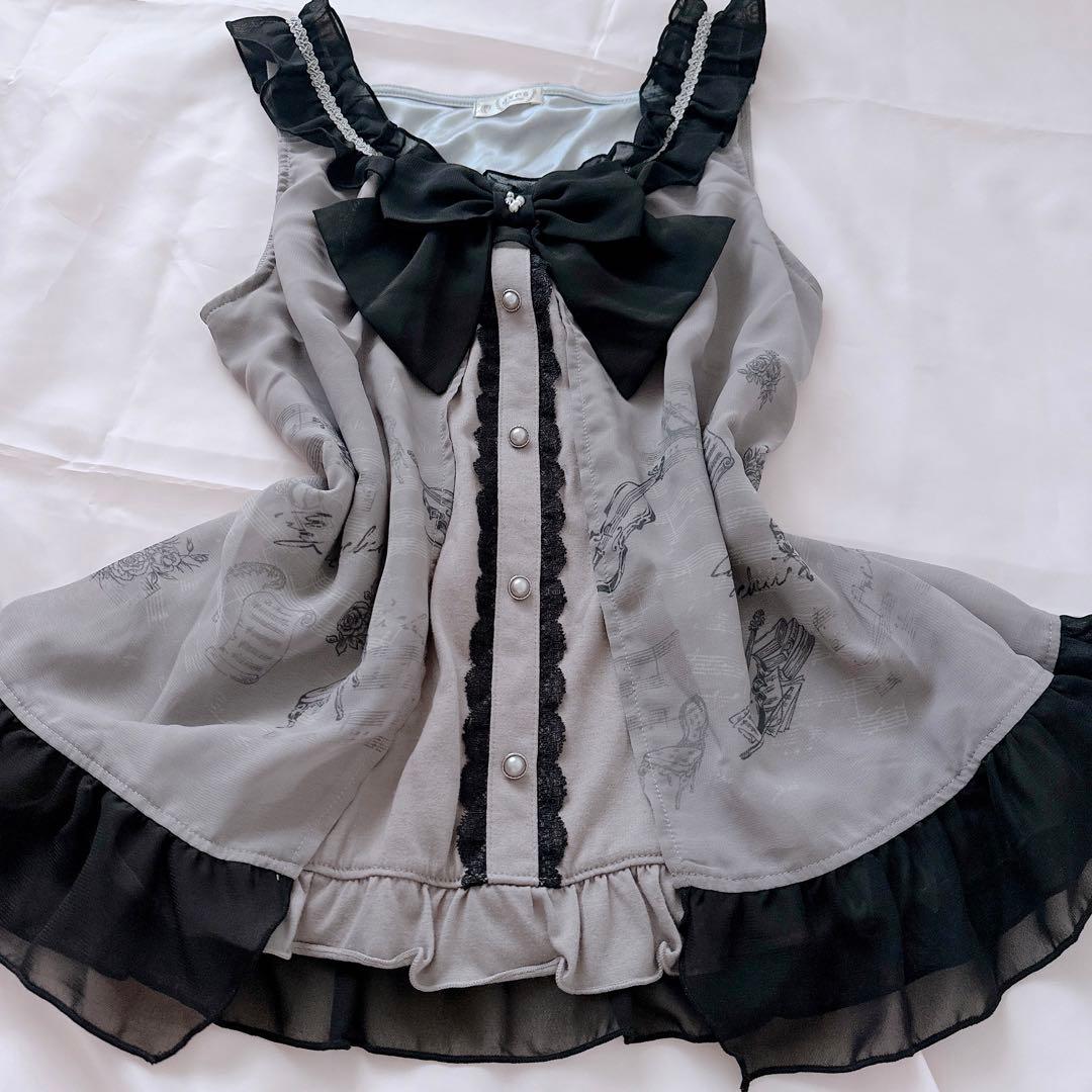 axes femme ビッグリボン キャミソール フリル 平成 y2kバレエコア