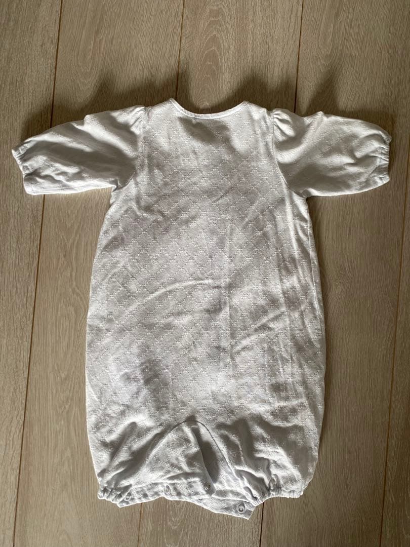 【美品】ファミリア ロンパース2点セット（白・青） サイズ50-60