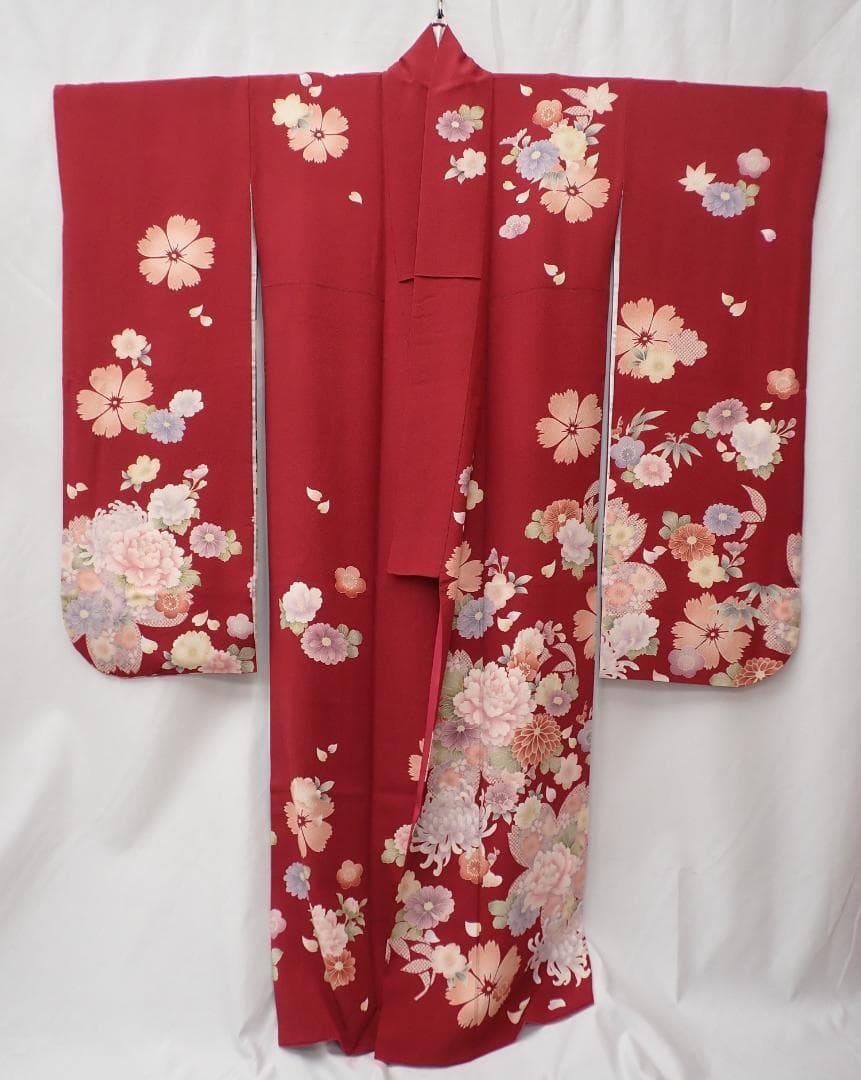 秀品 やまと謹製 正絹 振袖 袋帯 帯地 帯揚げ 全4点セット 身丈156cm