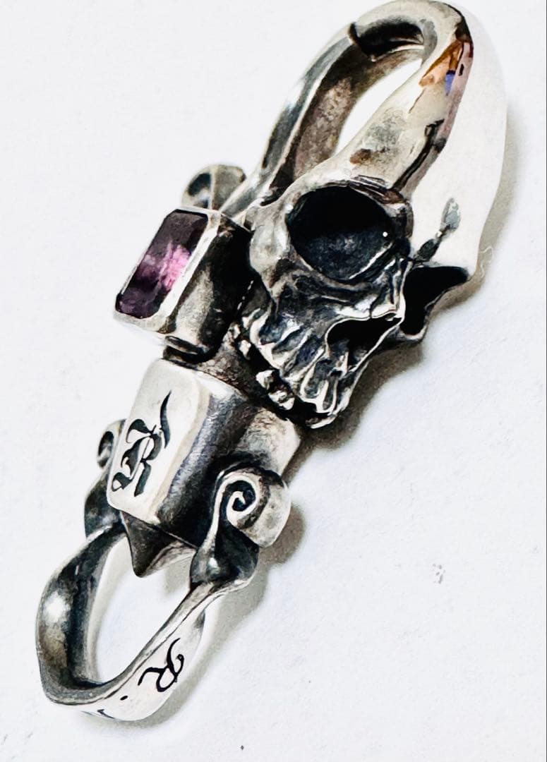 23万購入　アメジスト　シルバー925 スカル　ロックンライド　クリップ