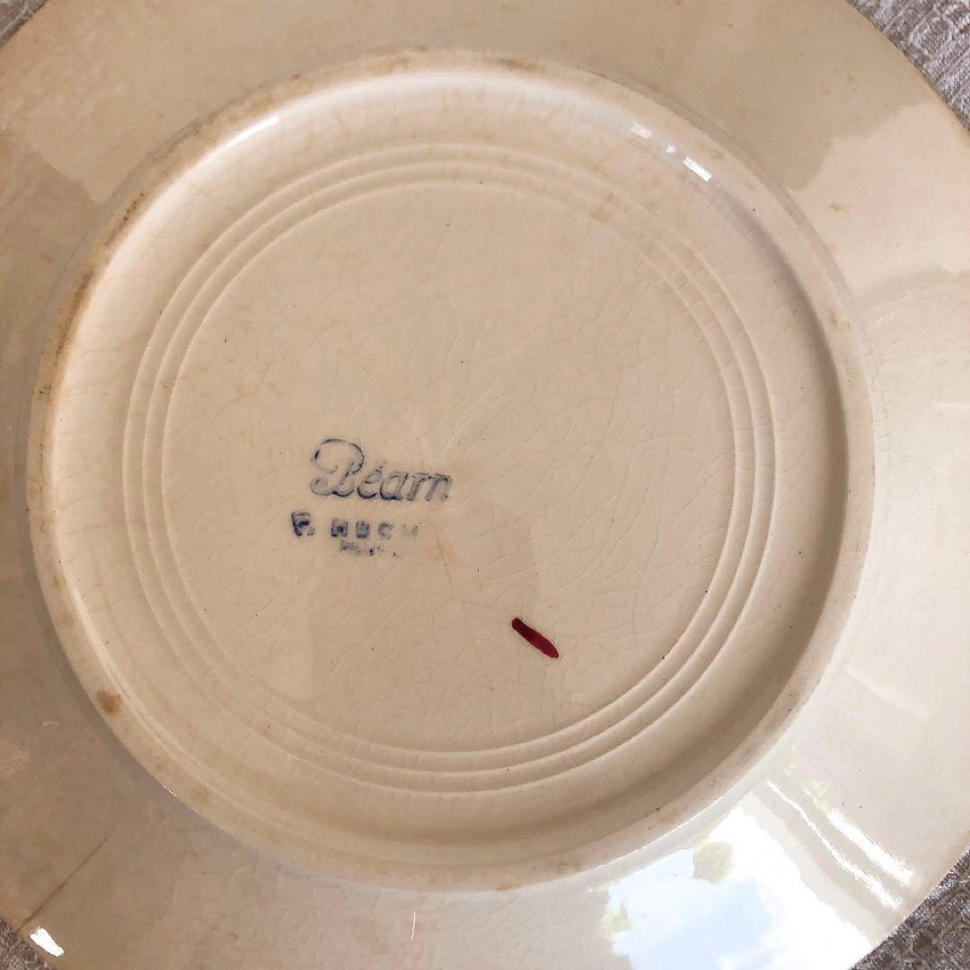 希少 クレイユモントローHBCM べアン バスク柄　ディナープレートB フランス