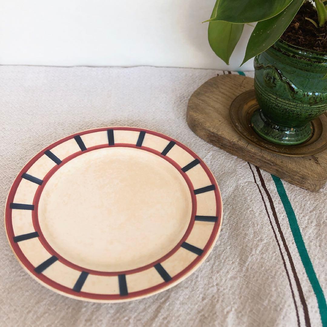 希少 クレイユモントローHBCM べアン バスク柄　ディナープレートB フランス