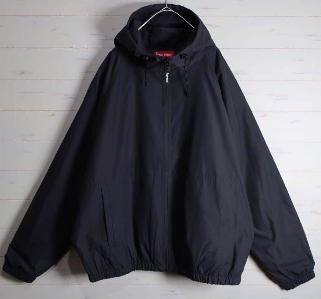 Supreme ブラック ナイロンジャケット フード付き