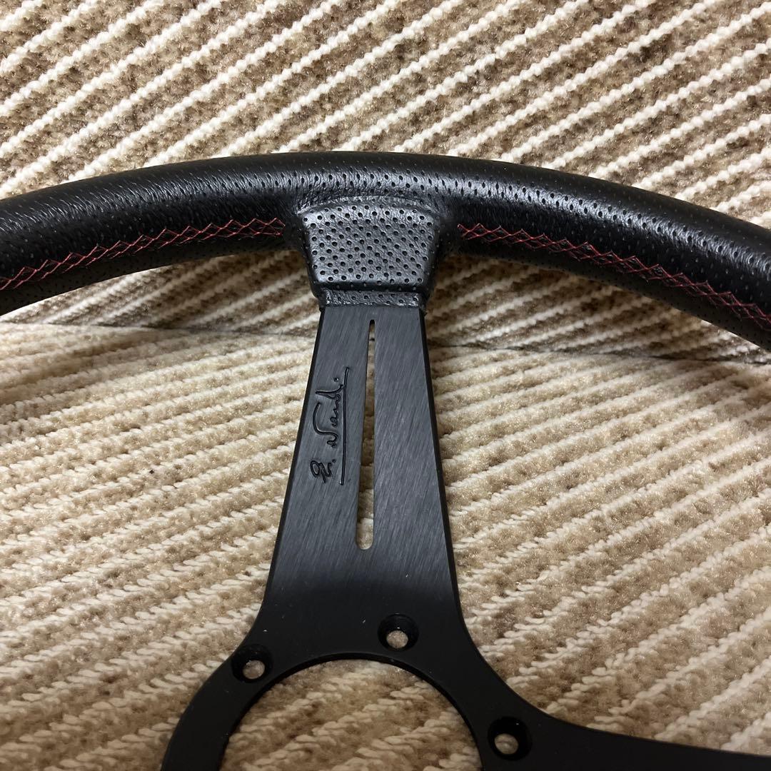 ナルディステアリング パンチングレザー レッドステッチ ディープコーンFET美品