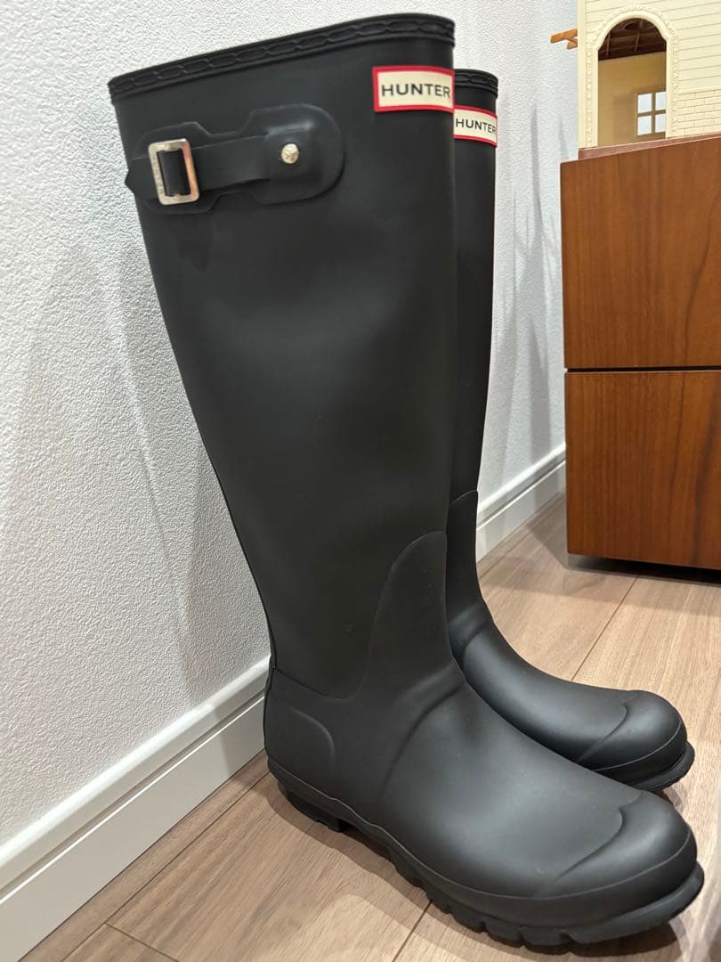 ※美品※HUNTER ブラック レインブーツ バックル付き 25cm