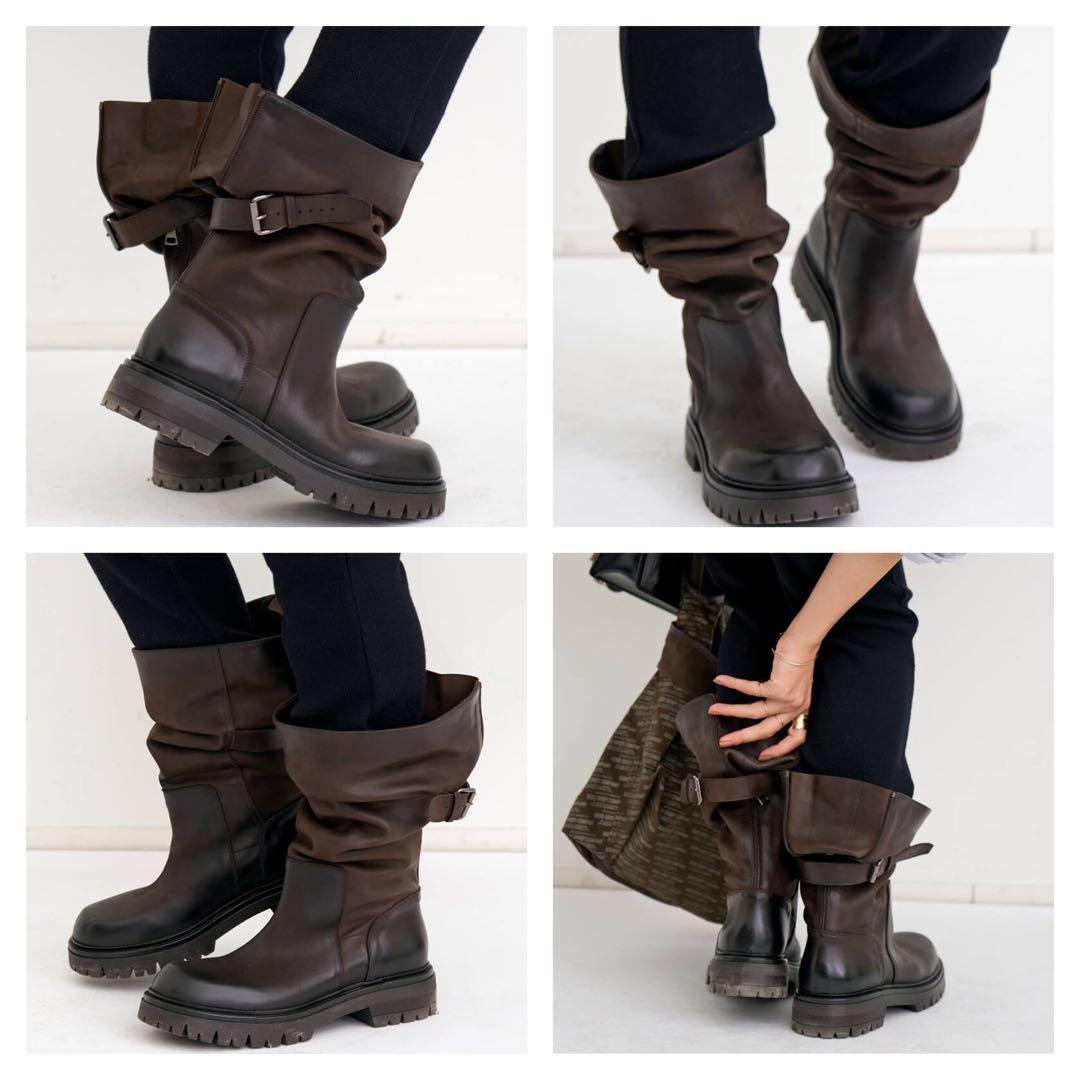 【ELENA IACH】BELDED LONG BOOT 36 アパルトモン
