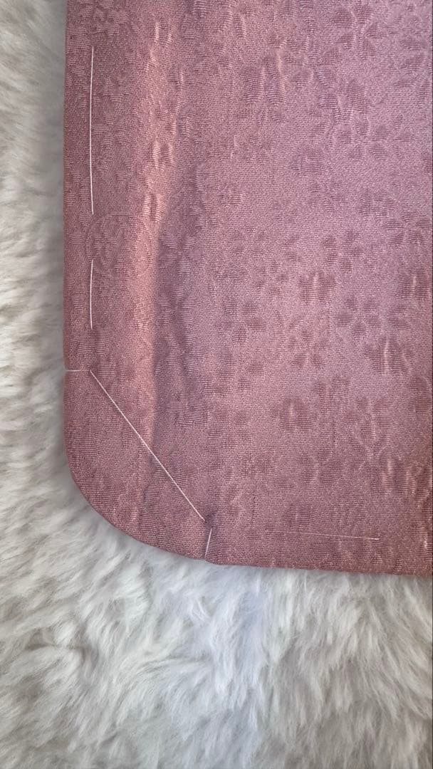 未使用　色無地　鴇羽色　桜の地紋