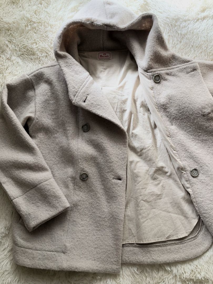 【新品未使用】マオメイド フード付きショートコート ウール100%