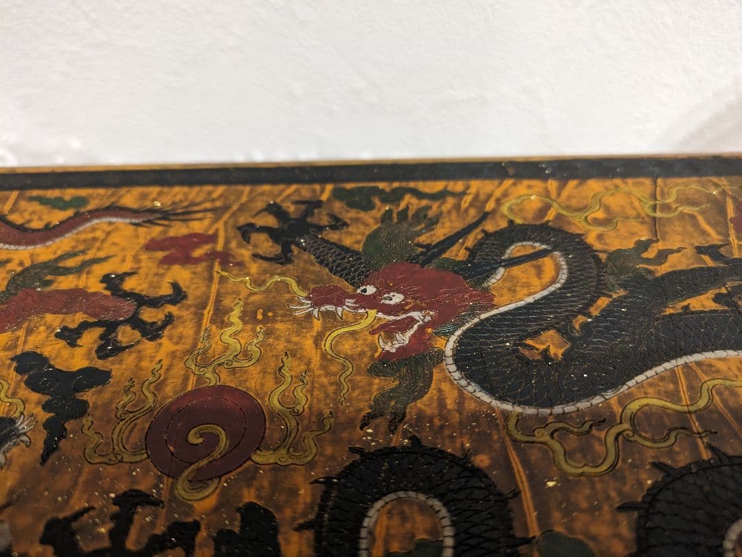 龍文様　漆工箱　アンティーク品