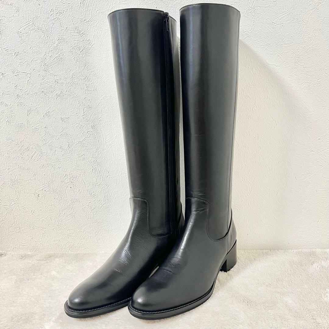 【未使用】theory luxe ロングブーツ　レザー　ブラック