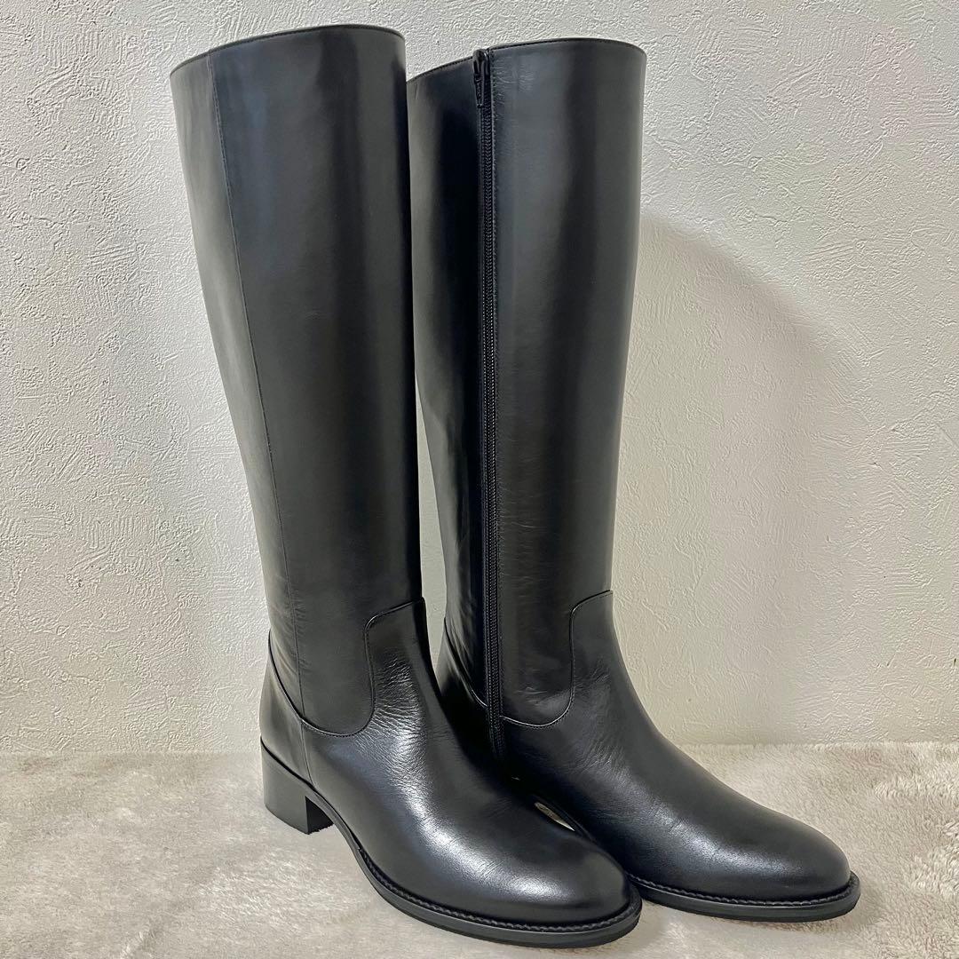 【未使用】theory luxe ロングブーツ　レザー　ブラック