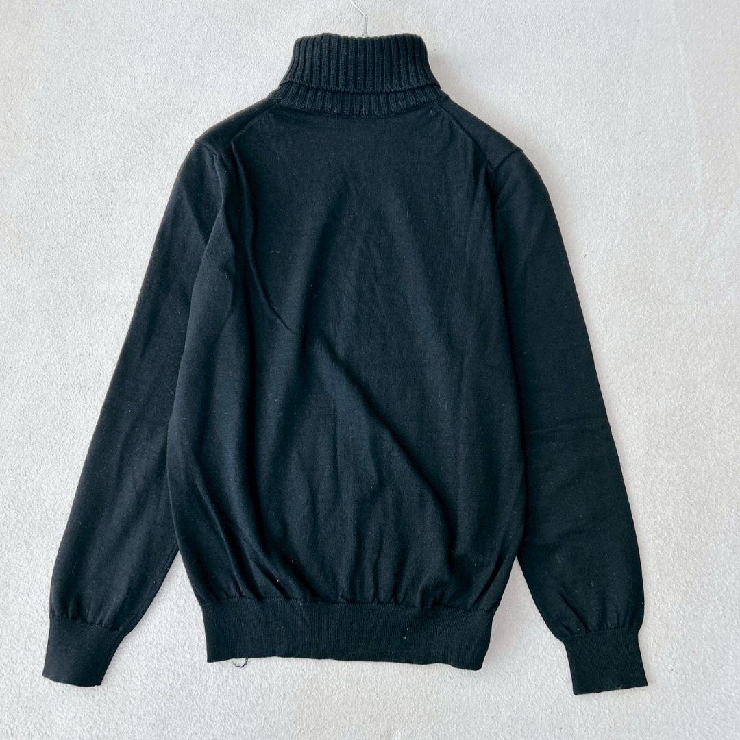 美品 クルチアーニ ハイゲージ ガーメントダイタートルネック ニット 46 黒