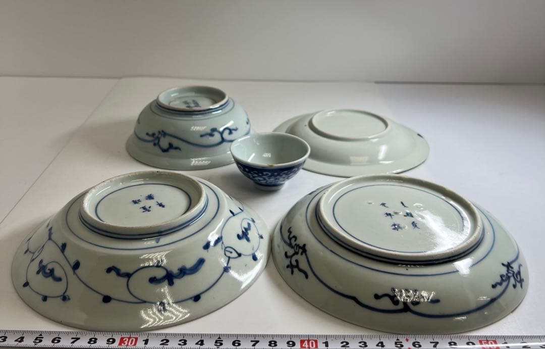 古伊万里　染付上手中皿5枚　東Y8-0106①タカチ