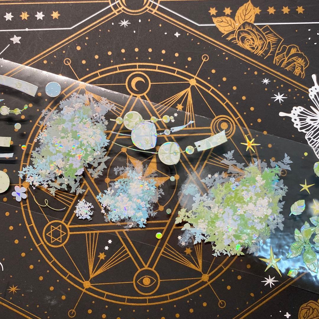 【9178】海外　マステ　中古巻　貝殻光マスキングテープ　風鈴　薄荷　装飾系