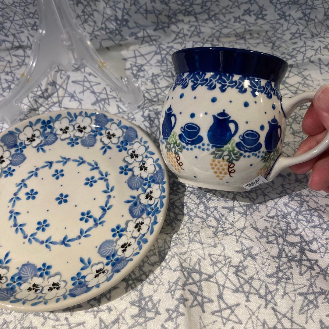 ポーランド食器　ポーリッシュポタリー　ビオラ　ケーキ皿　食器柄ポーリッシュマグ