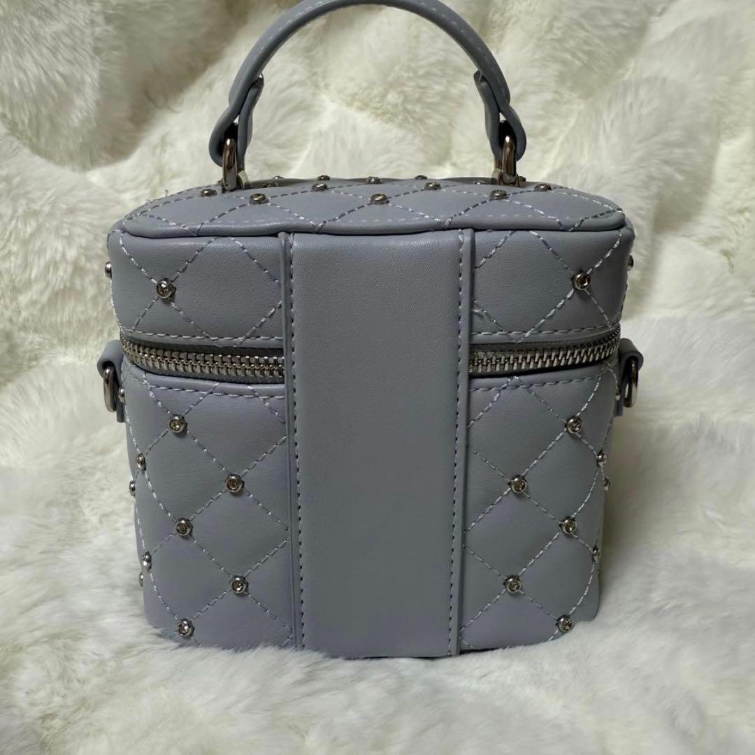 Darich キルティングビジュー スクエアミニバッグ バニティ サックス