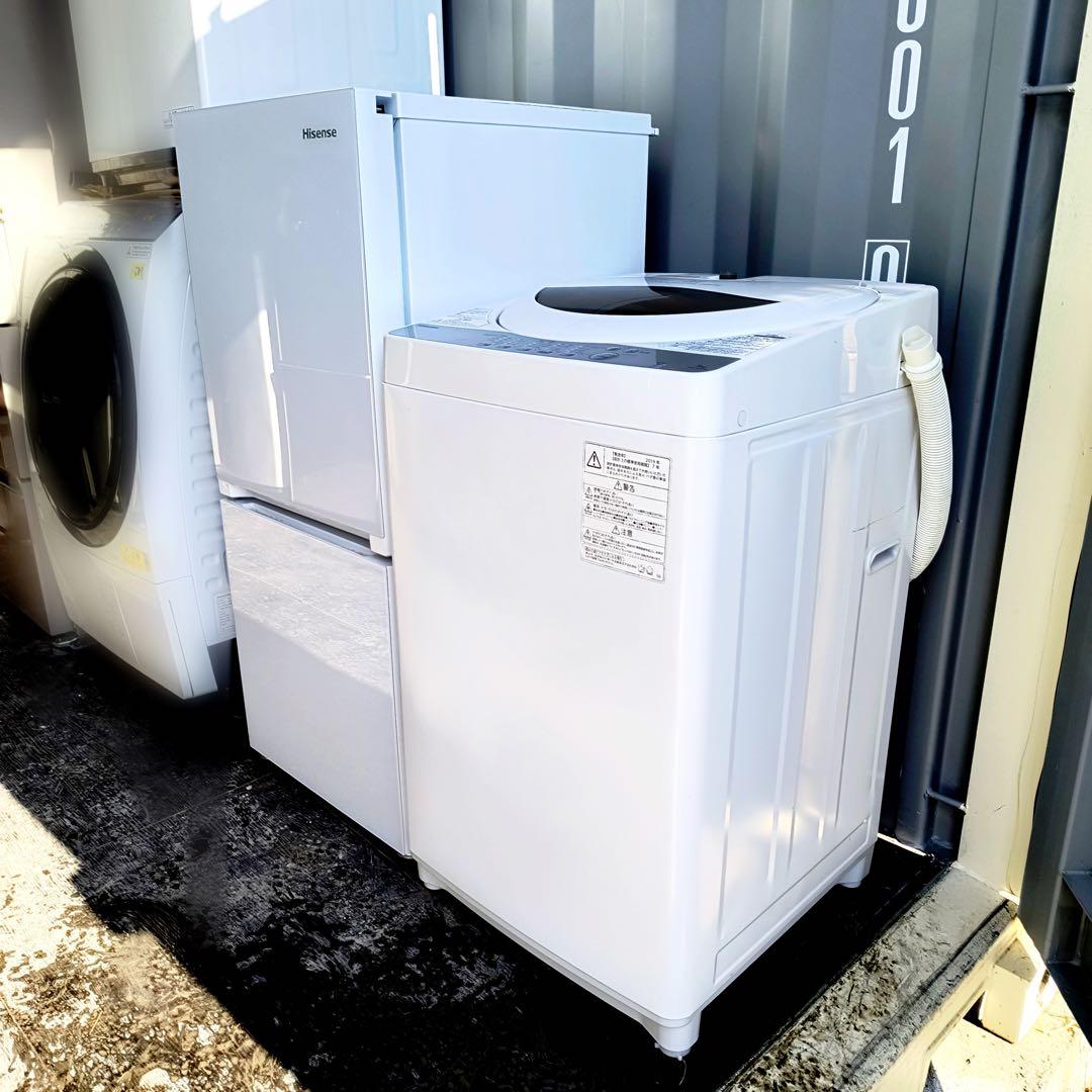 運搬取付無料！ホワイト✖︎ホワイト　冷蔵庫洗濯機2点セット！ハイセンス東芝完動品！