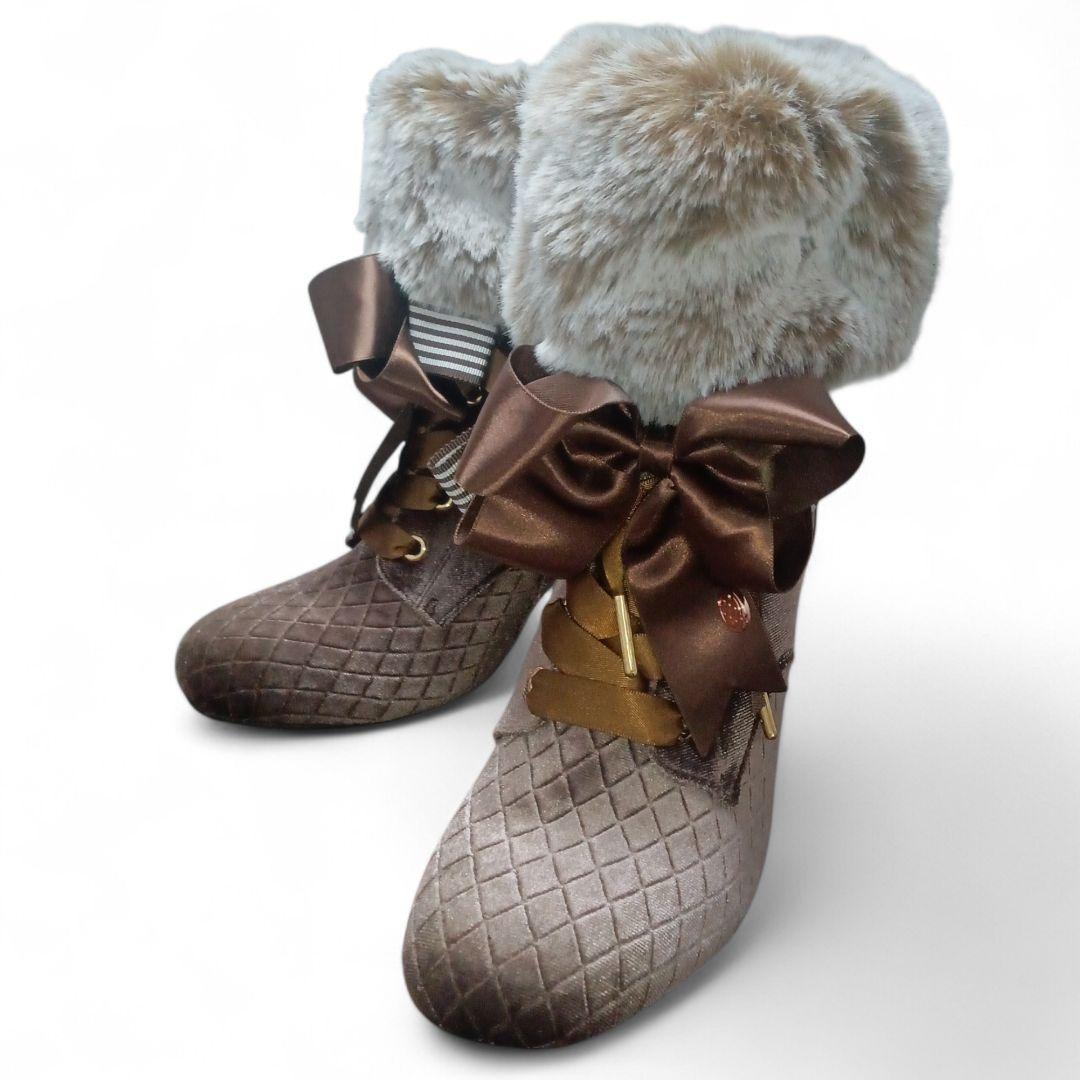 美品★完売品★mayla classic★ショートブーツ★ファー★猫脚ヒール