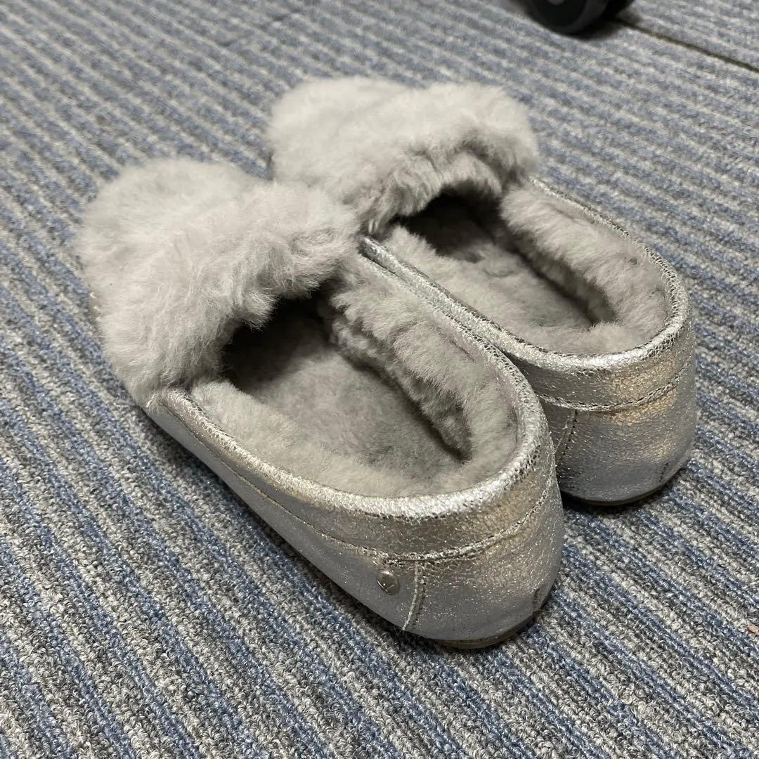 未使用 EMU モカシン シープスキン シルバー 24㎝