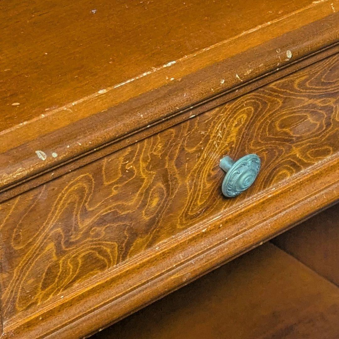 イタリア製 アンティーク調木製本棚 アーチ型 ブックシェルフ 2引き出し付き