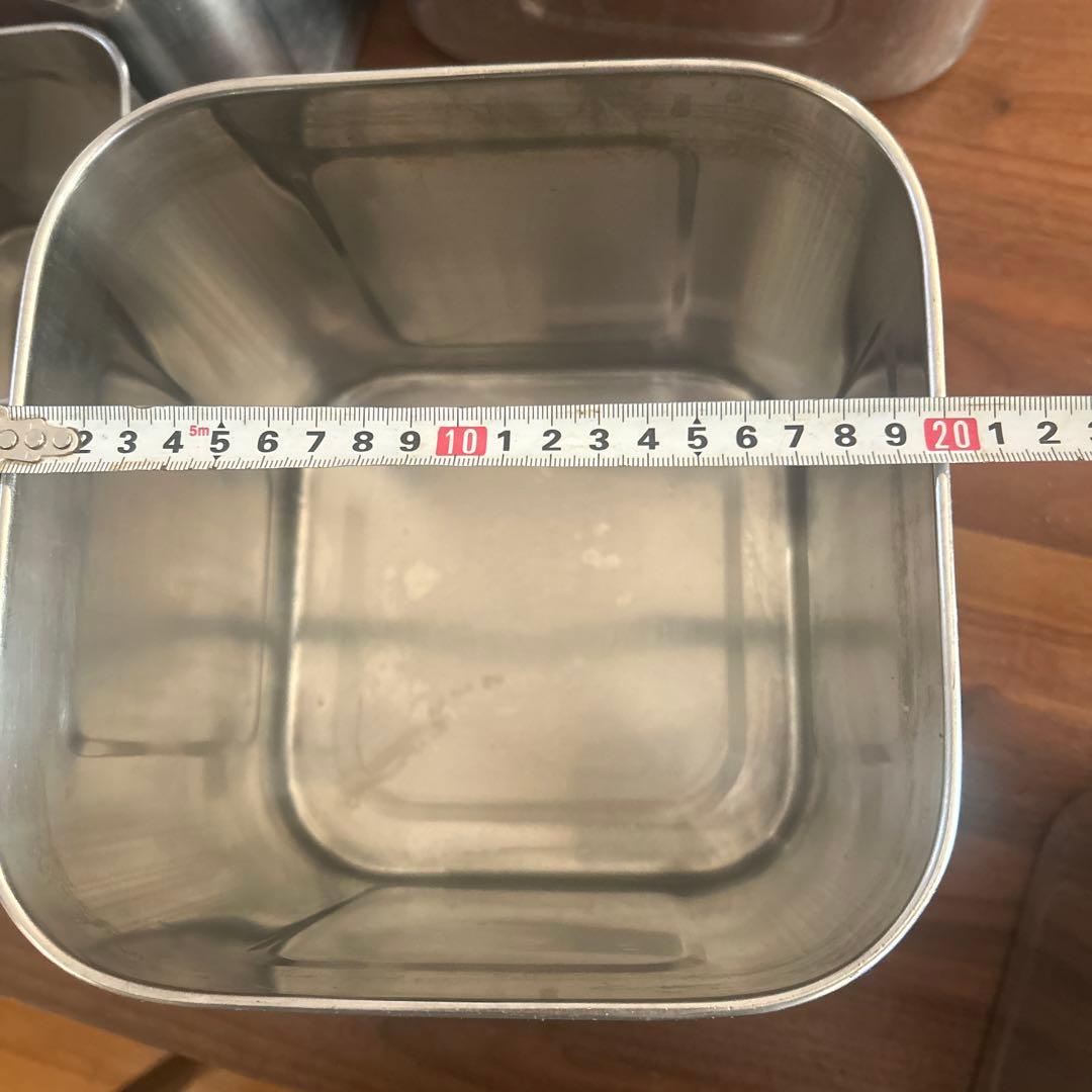 キッチン角ポット　5個セット 24.5㎝20㎝17㎝15.5㎝12.5㎝