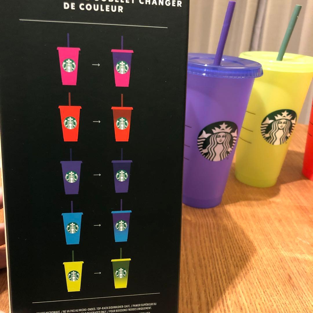 【5個】カラーチェンジング リユーザブル コールドカップ709ml