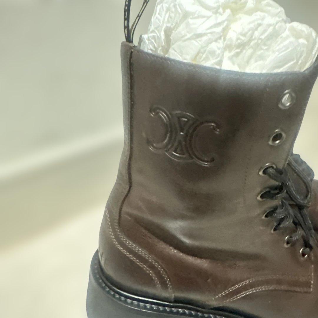 CELINE ブラウン レースアップブーツ