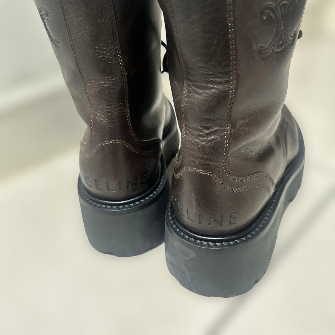 CELINE ブラウン レースアップブーツ