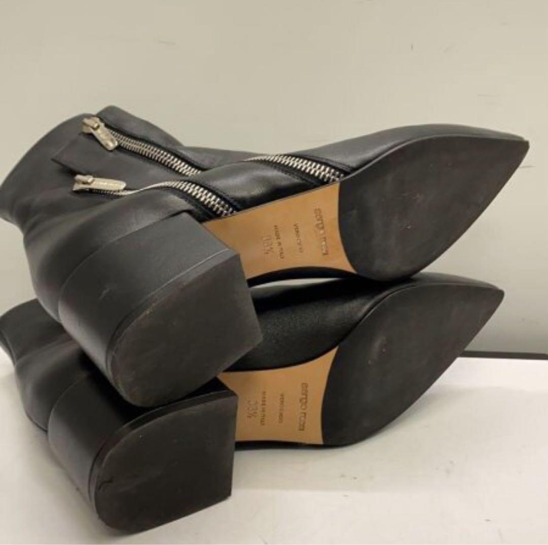 美品　セルジオロッシ　Sergio Rossi ブラック　レザー ブーツ ジップ