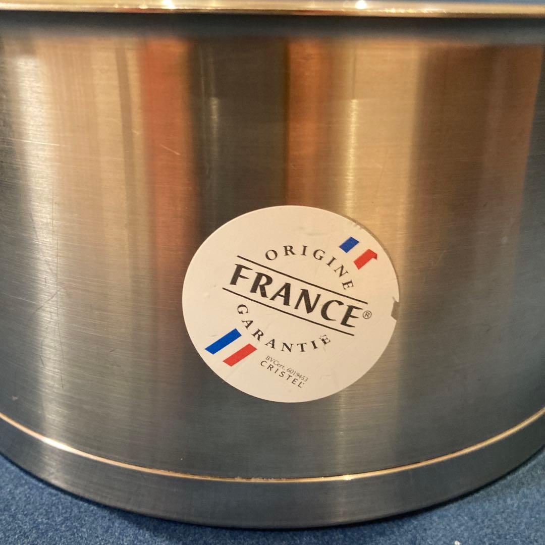 【CRISTEL】ステンレス両手鍋 L 深鍋＋蓋　20cm 説明書レシピ付き