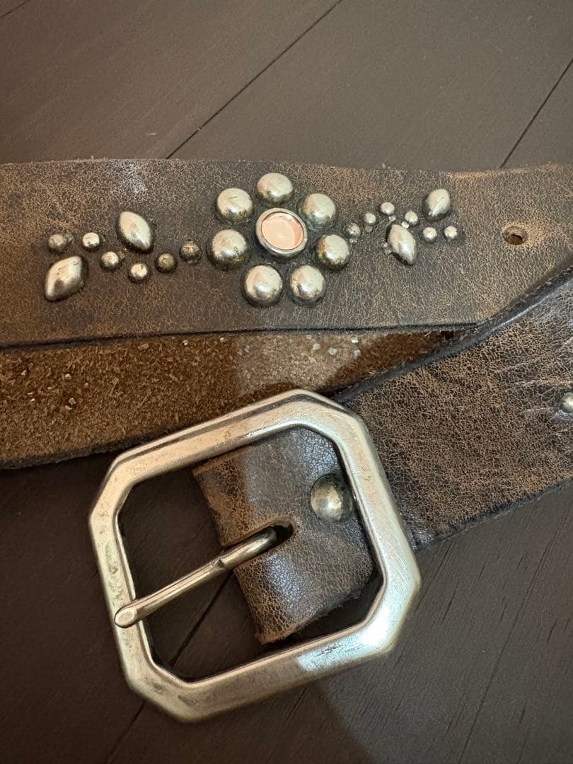 オールドスタッズ　オールドスタッツ　ブラウン 花デザイン ベルト