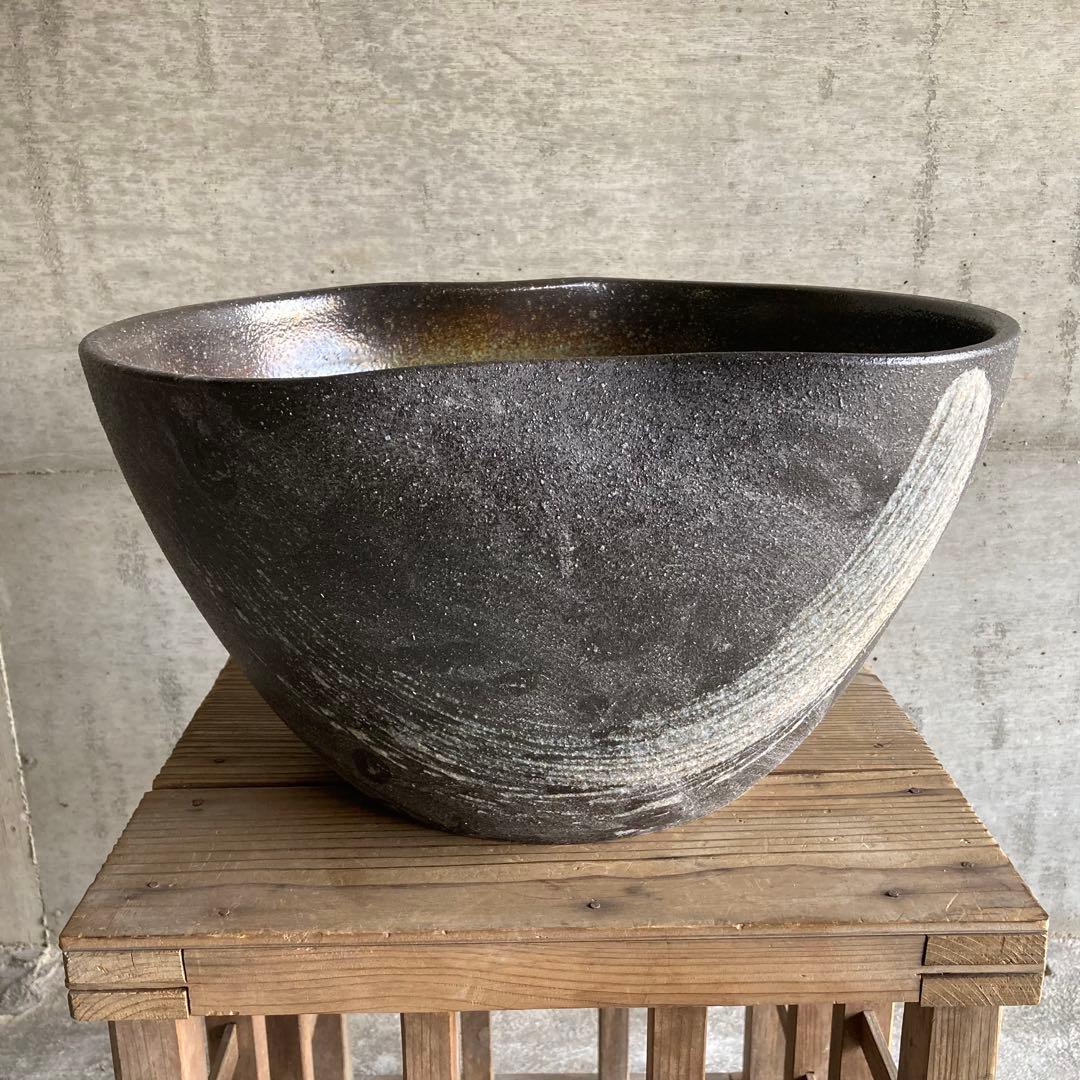 信楽焼 睡蓮鉢 めだか鉢 金魚 水鉢 植物 花器 大型 深鉢 緑色 和風 陶器