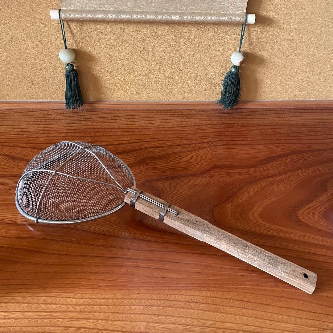 【手打蕎麦道具】そば揚げ 麺揚げ ステンレス・木製ストレーナー 蕎麦屋 うどん屋