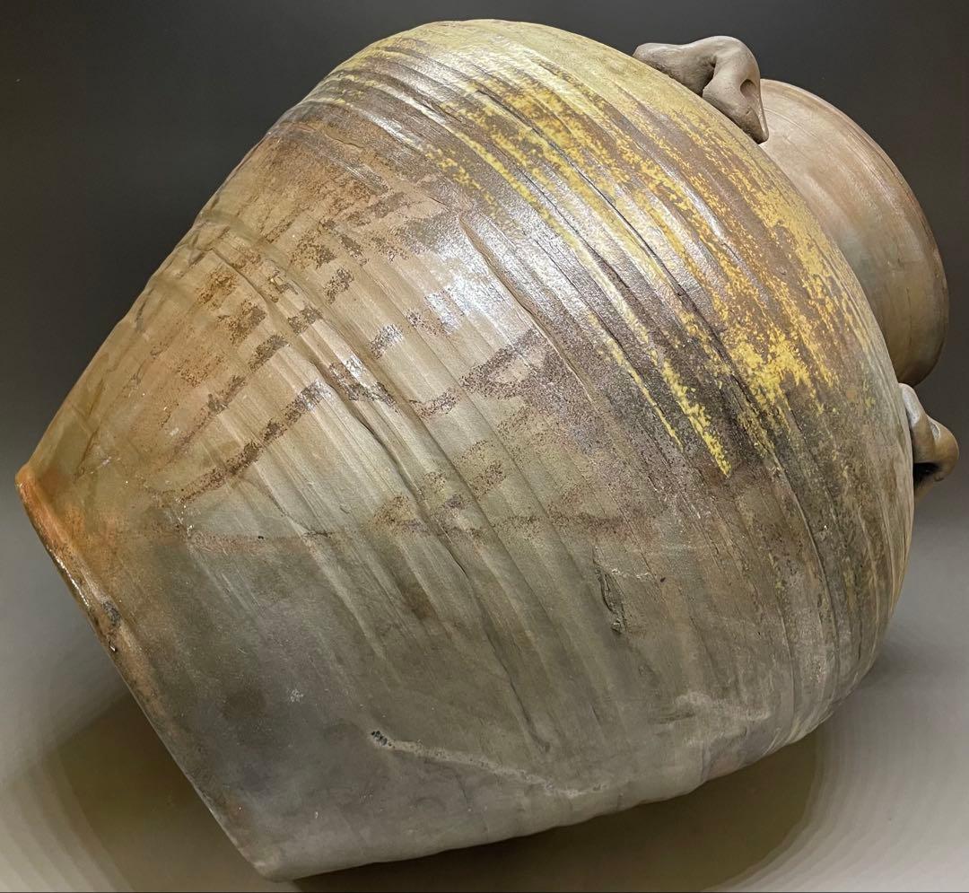 古備前　桃山時代　四耳壺　葉茶壺　大壺　特大　41cm 　f6441