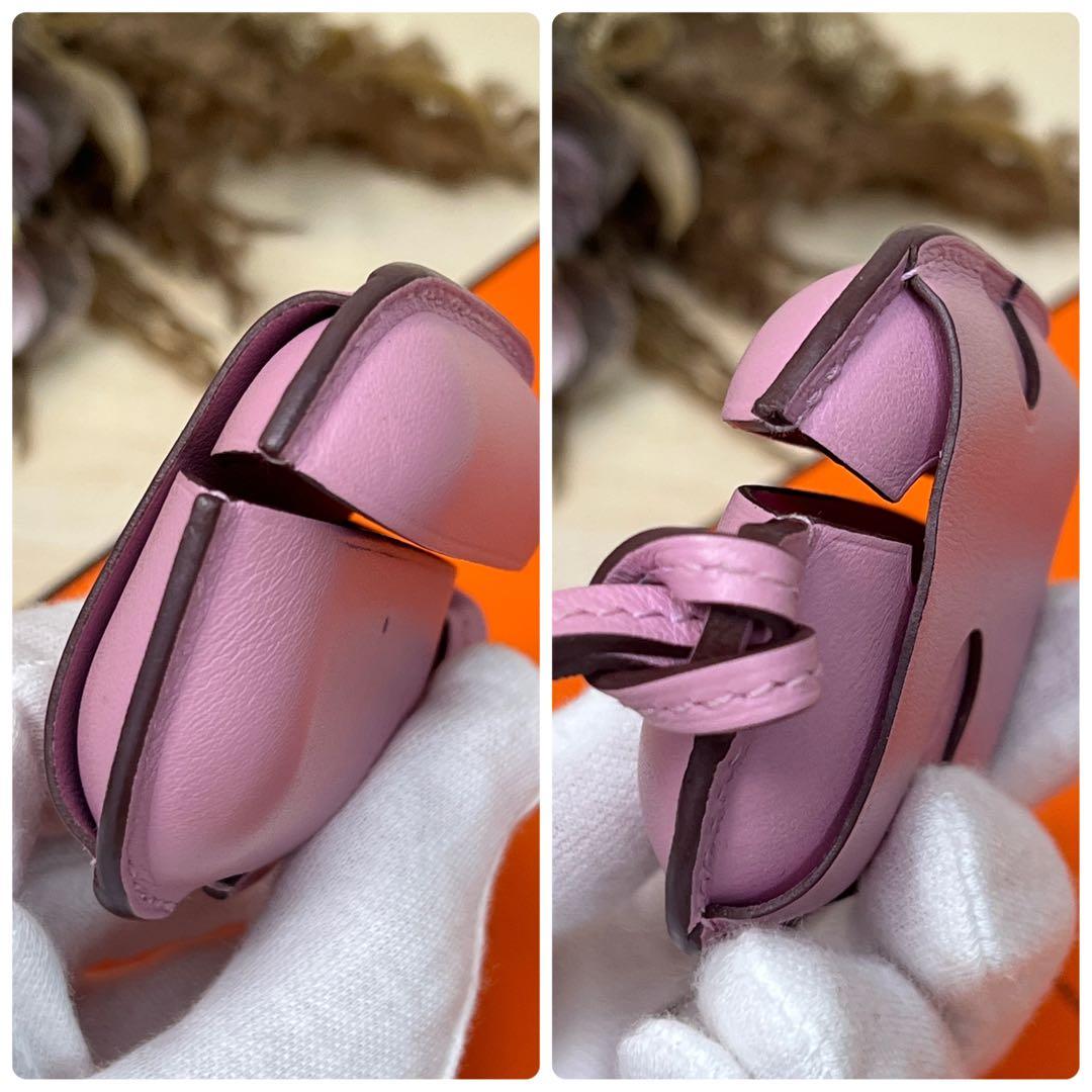 極美品 エルメス AirPods Pro2ケース ピンク レザー イヤホンケース